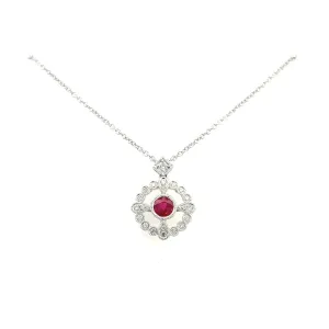 18K White Gold Ruby And Diamond Necklace (.55ctw)