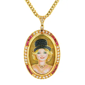 18K YG .80 CTW Ruby Pendant
