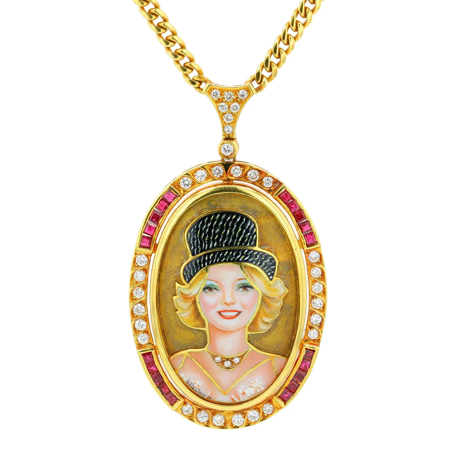 18K YG .80 CTW Ruby Pendant