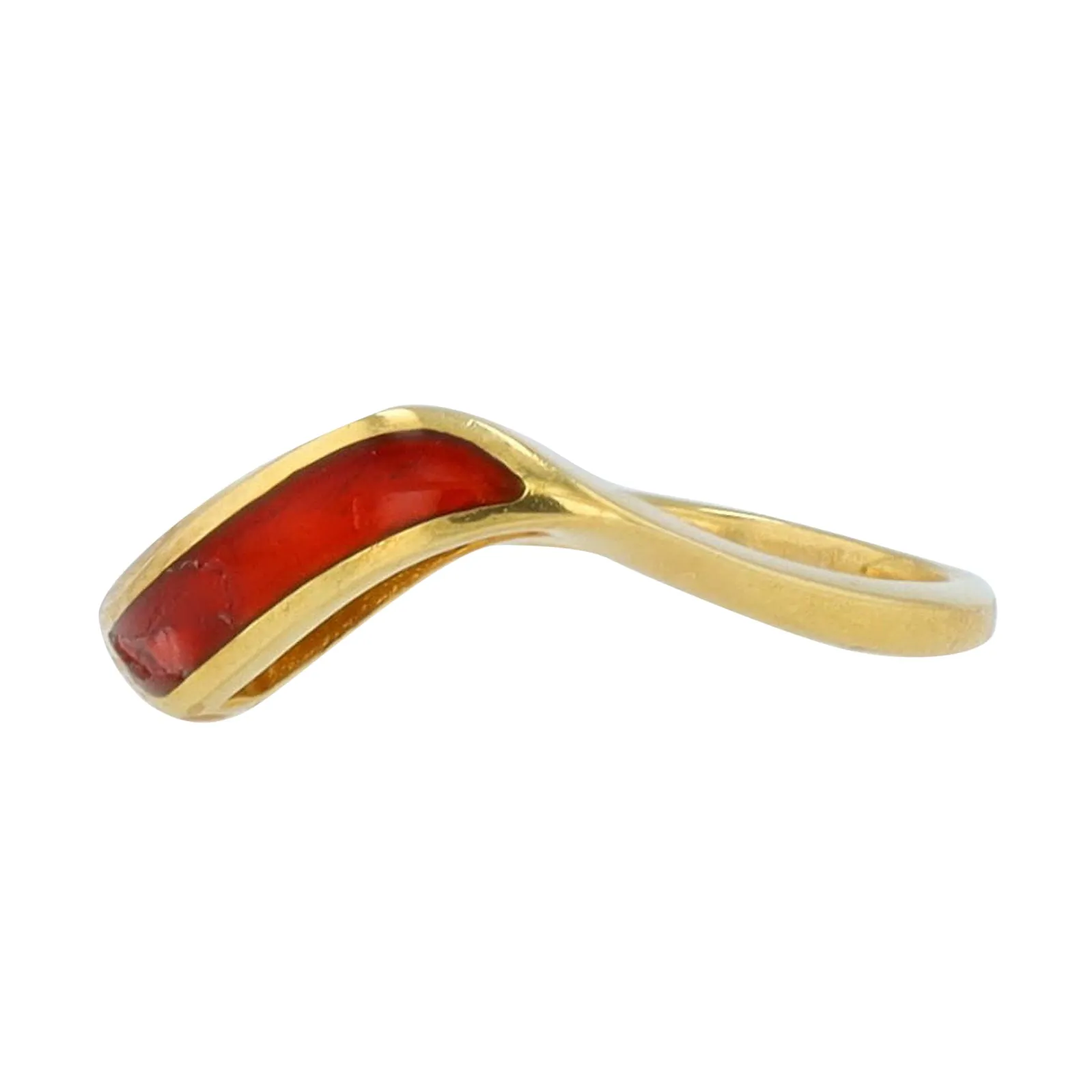 18K YG Mikimoto Champleve Enamel Contour Ring