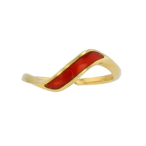18K YG Mikimoto Champleve Enamel Contour Ring
