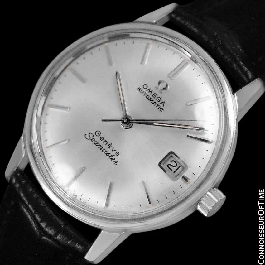 1968 Omega Seamaster Geneve Mens Vintage Watch with 565 Movement, Automatic, Quick-Setting Date - Stainless Steel