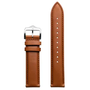 20mm Full-grain Leather Tan Strap Silver Buckle