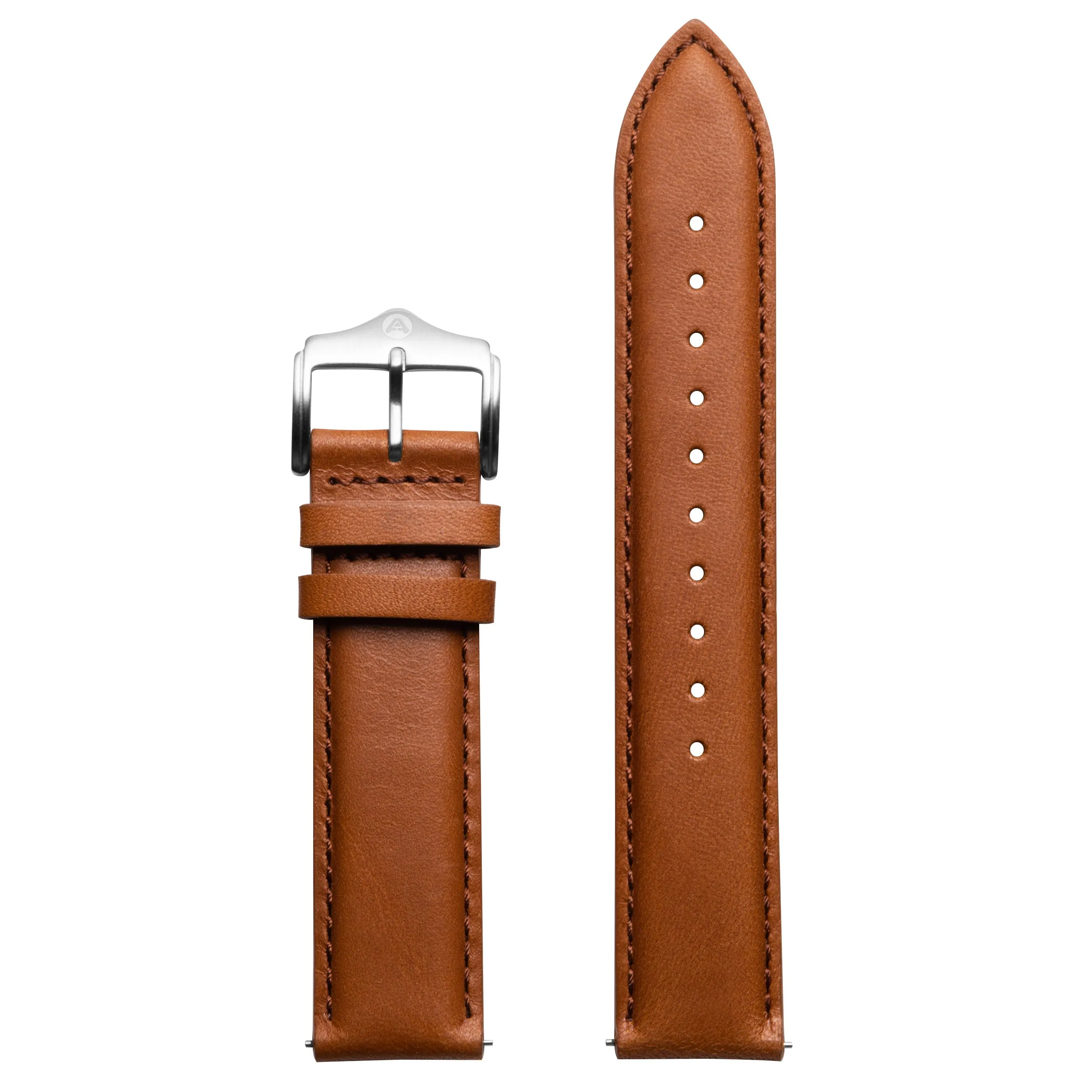 20mm Full-grain Leather Tan Strap Silver Buckle