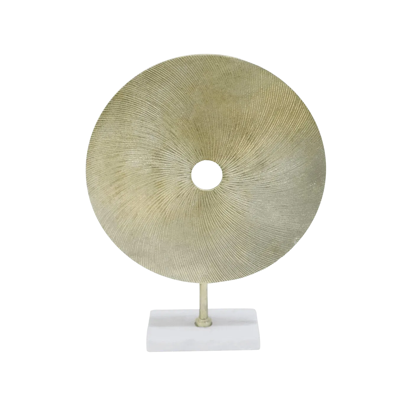 21" Gold Disk On White Marble Base