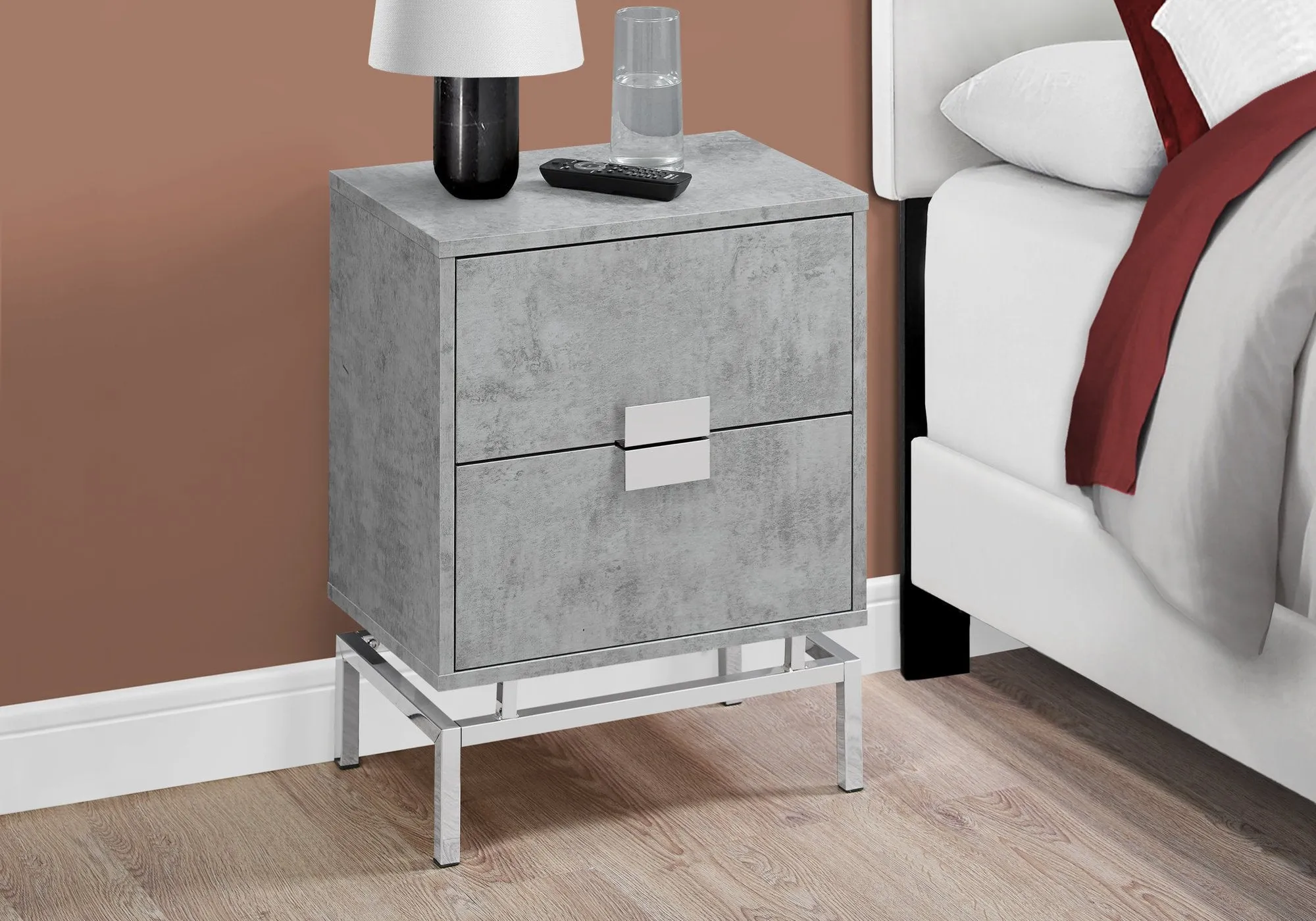 23.5" Particle Board and Chrome Metal Accent Table