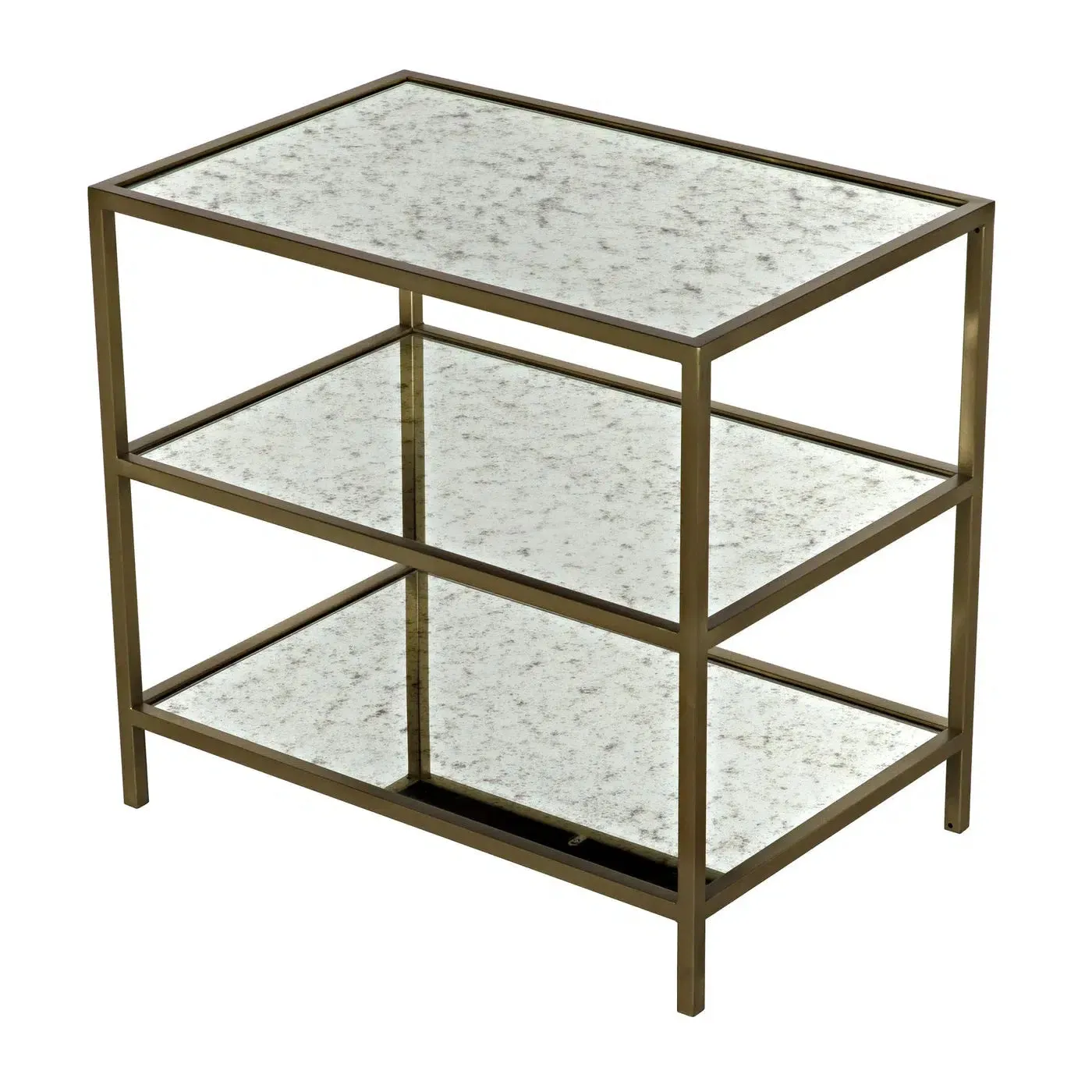 3 Tier Side Table, Antique Brass and Antique Mirror