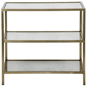 3 Tier Side Table, Antique Brass and Antique Mirror