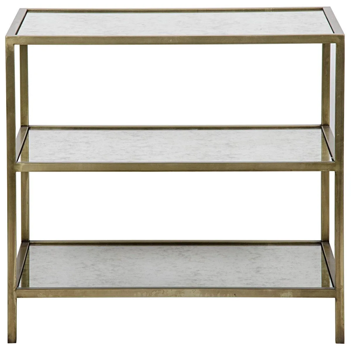 3 Tier Side Table, Antique Brass and Antique Mirror