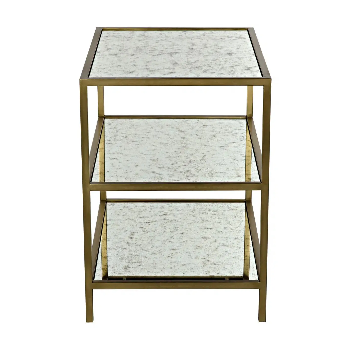 3 Tier Side Table, Antique Brass and Antique Mirror