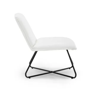 56.38Cm Wide Slipper Chair 17 Stories Leg Color: Black Leather Type: White Faux Leather