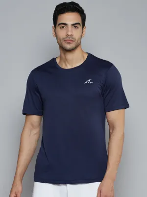 Alcis Men Navy Blue Solid Slim Fit Wonder T-shirt