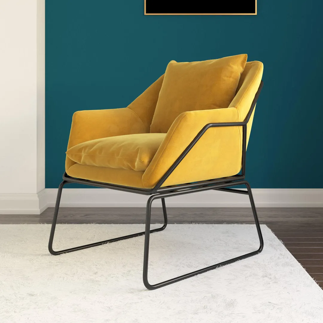 Alivia 67.31Cm Wide Velvet Armchair Novogratz Fabric: Mustard Yellow Velvet