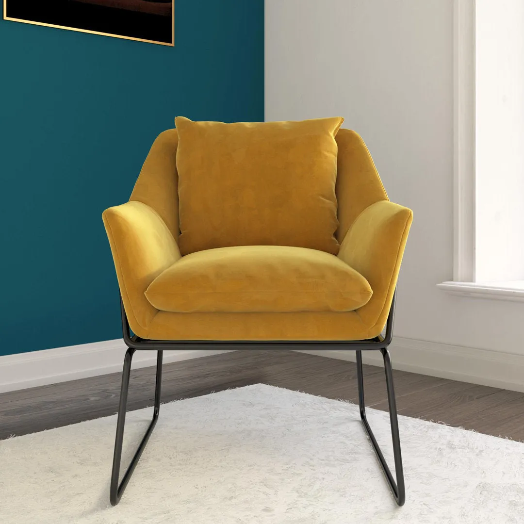 Alivia 67.31Cm Wide Velvet Armchair Novogratz Fabric: Mustard Yellow Velvet