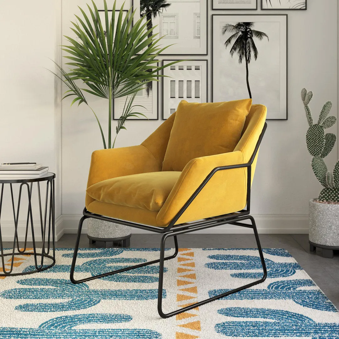 Alivia 67.31Cm Wide Velvet Armchair Novogratz Fabric: Mustard Yellow Velvet