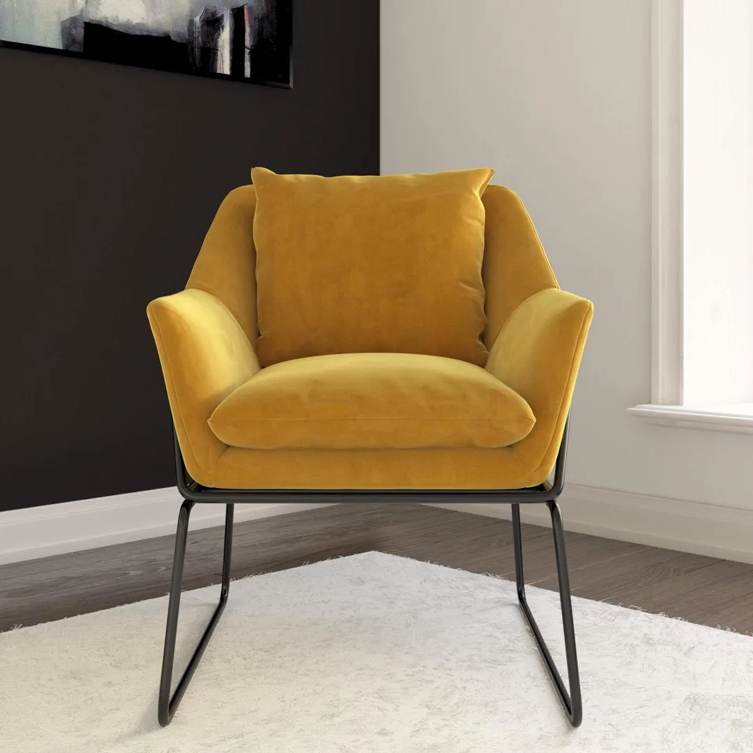 Alivia 67.31Cm Wide Velvet Armchair Novogratz Fabric: Mustard Yellow Velvet