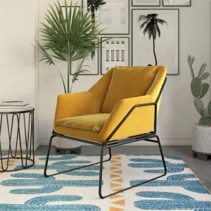 Alivia 67.31Cm Wide Velvet Armchair Novogratz Fabric: Mustard Yellow Velvet
