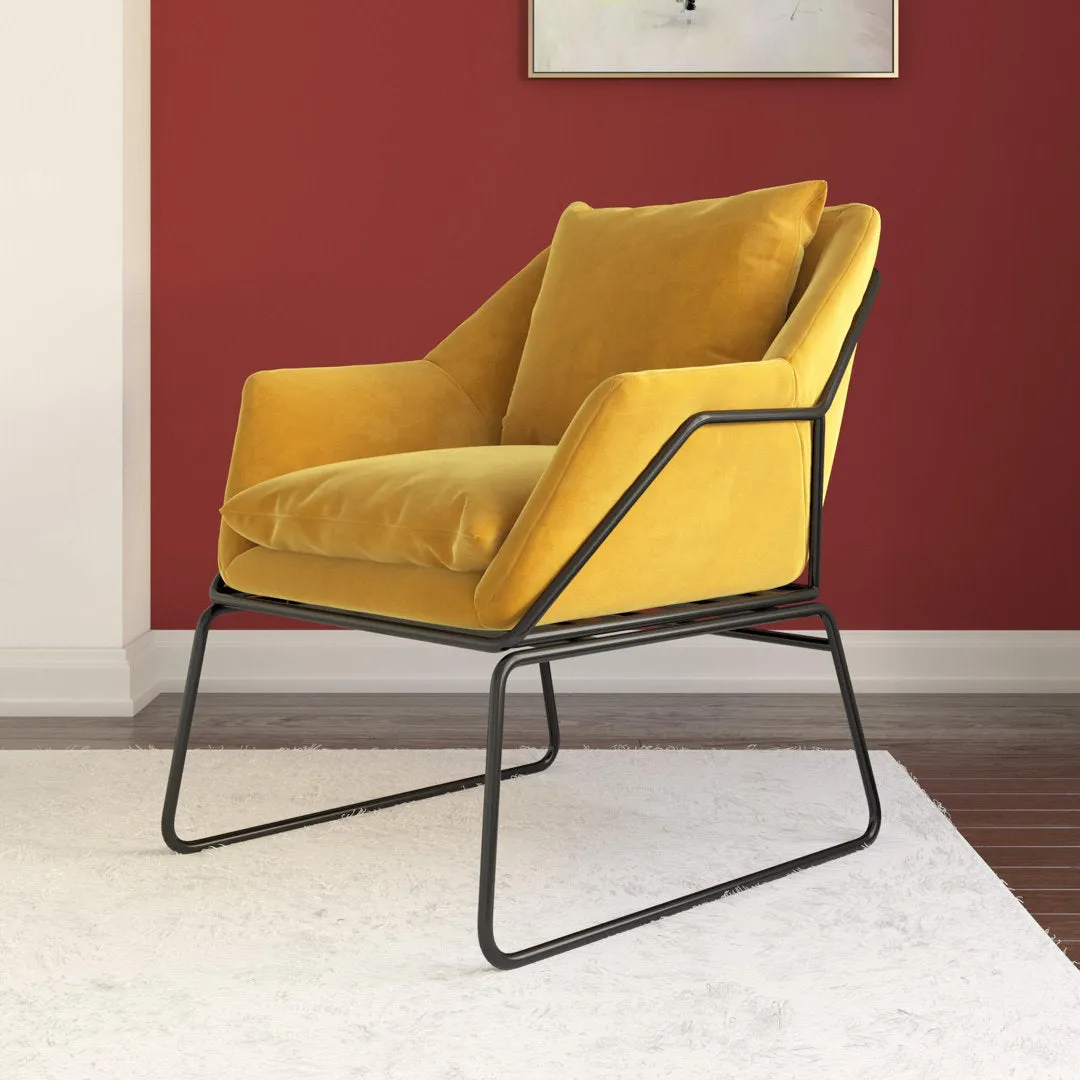Alivia 67.31Cm Wide Velvet Armchair Novogratz Fabric: Mustard Yellow Velvet
