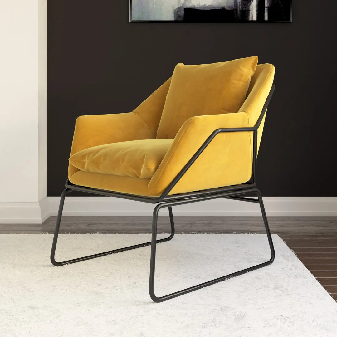 Alivia 67.31Cm Wide Velvet Armchair Novogratz Fabric: Mustard Yellow Velvet