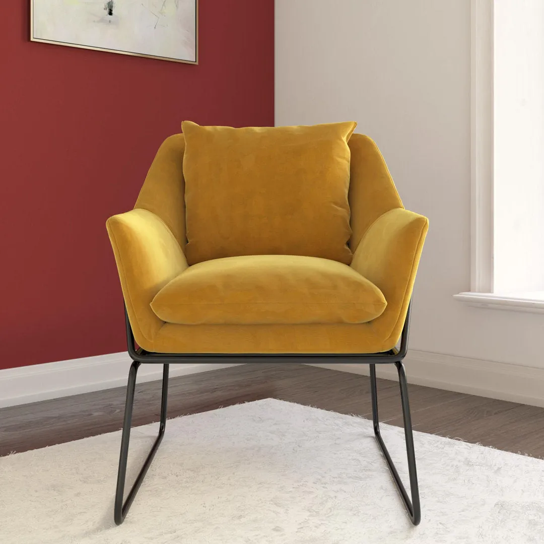 Alivia 67.31Cm Wide Velvet Armchair Novogratz Fabric: Mustard Yellow Velvet