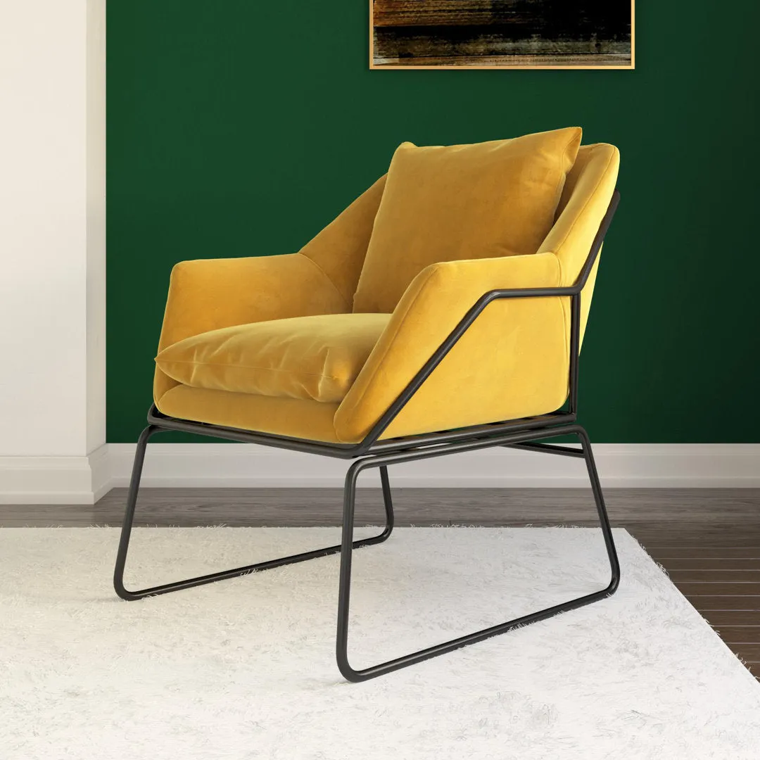 Alivia 67.31Cm Wide Velvet Armchair Novogratz Fabric: Mustard Yellow Velvet