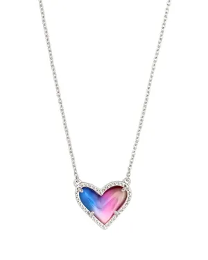 Ari Heart Silver Pendant Necklace In Watercolor Illusion