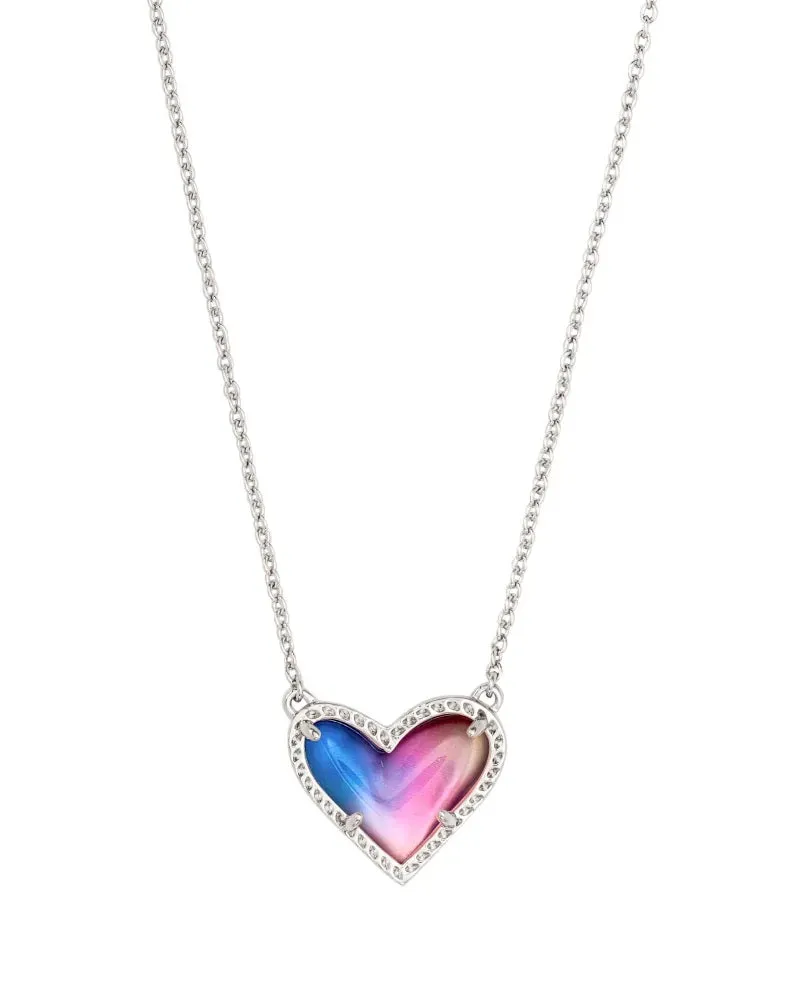Ari Heart Silver Pendant Necklace In Watercolor Illusion