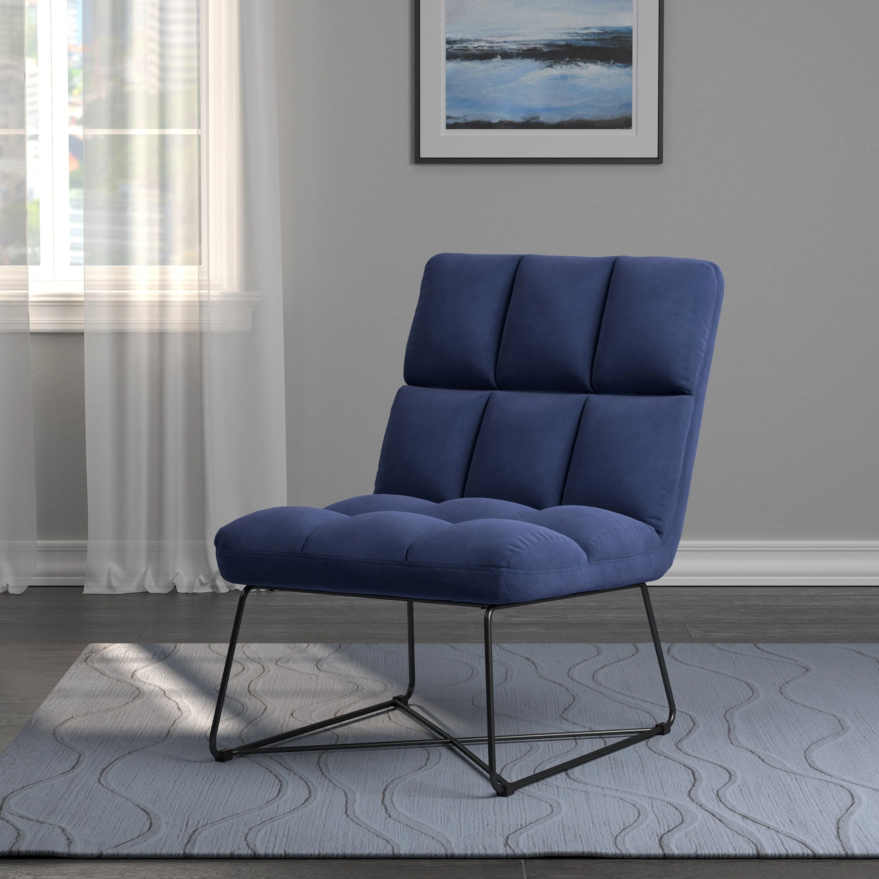 Armless Upholstered Accent Chair Yellow - 903837