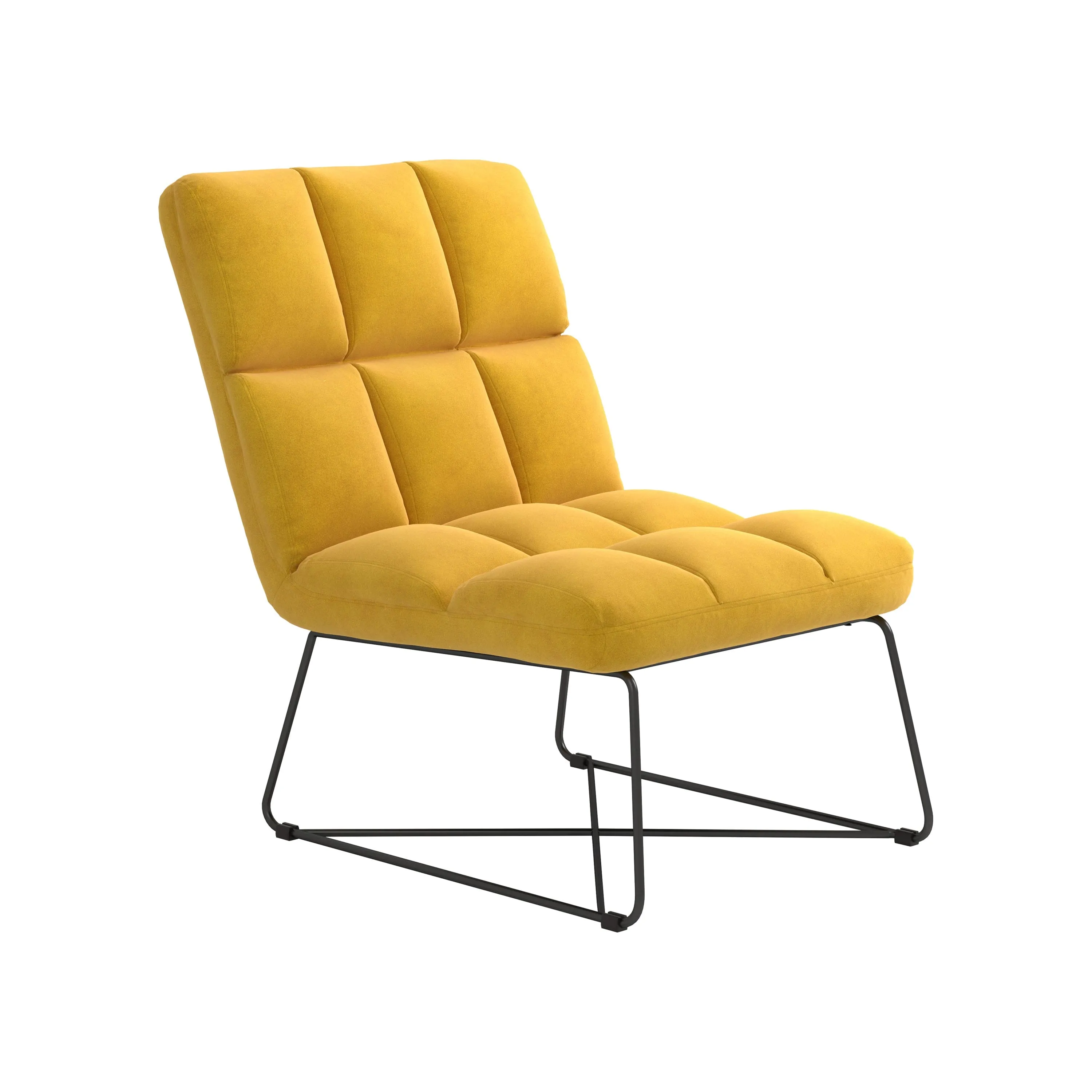 Armless Upholstered Accent Chair Yellow - 903837