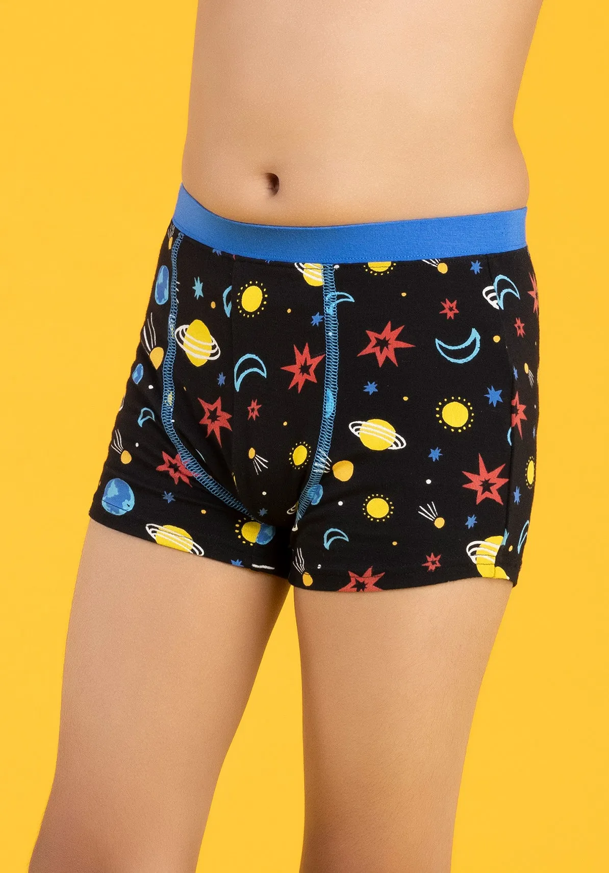 Astro Boys Trunks Black Tencel Modal - Galaxy