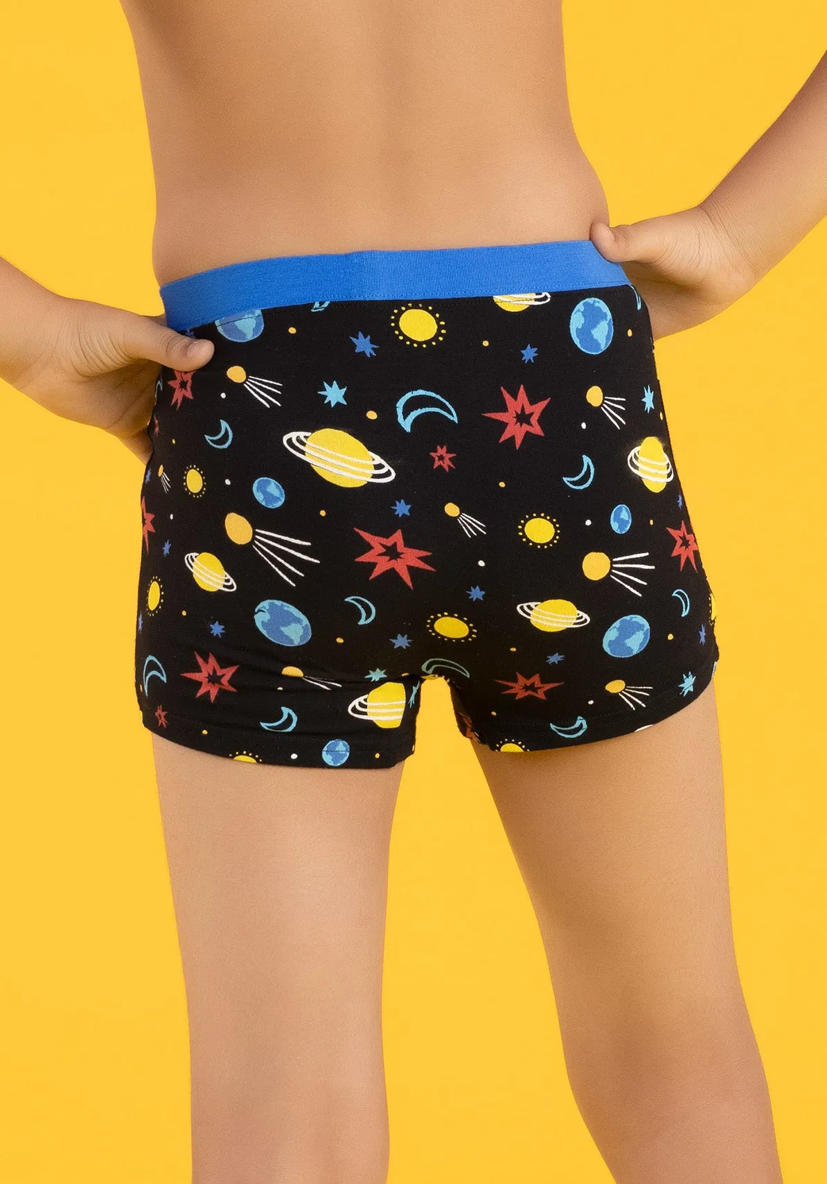 Astro Boys Trunks Black Tencel Modal - Galaxy