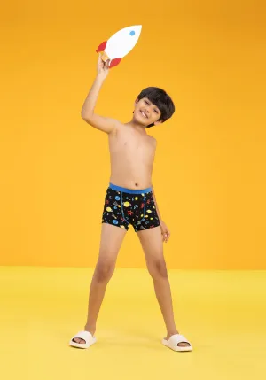 Astro Boys Trunks Black Tencel Modal - Galaxy