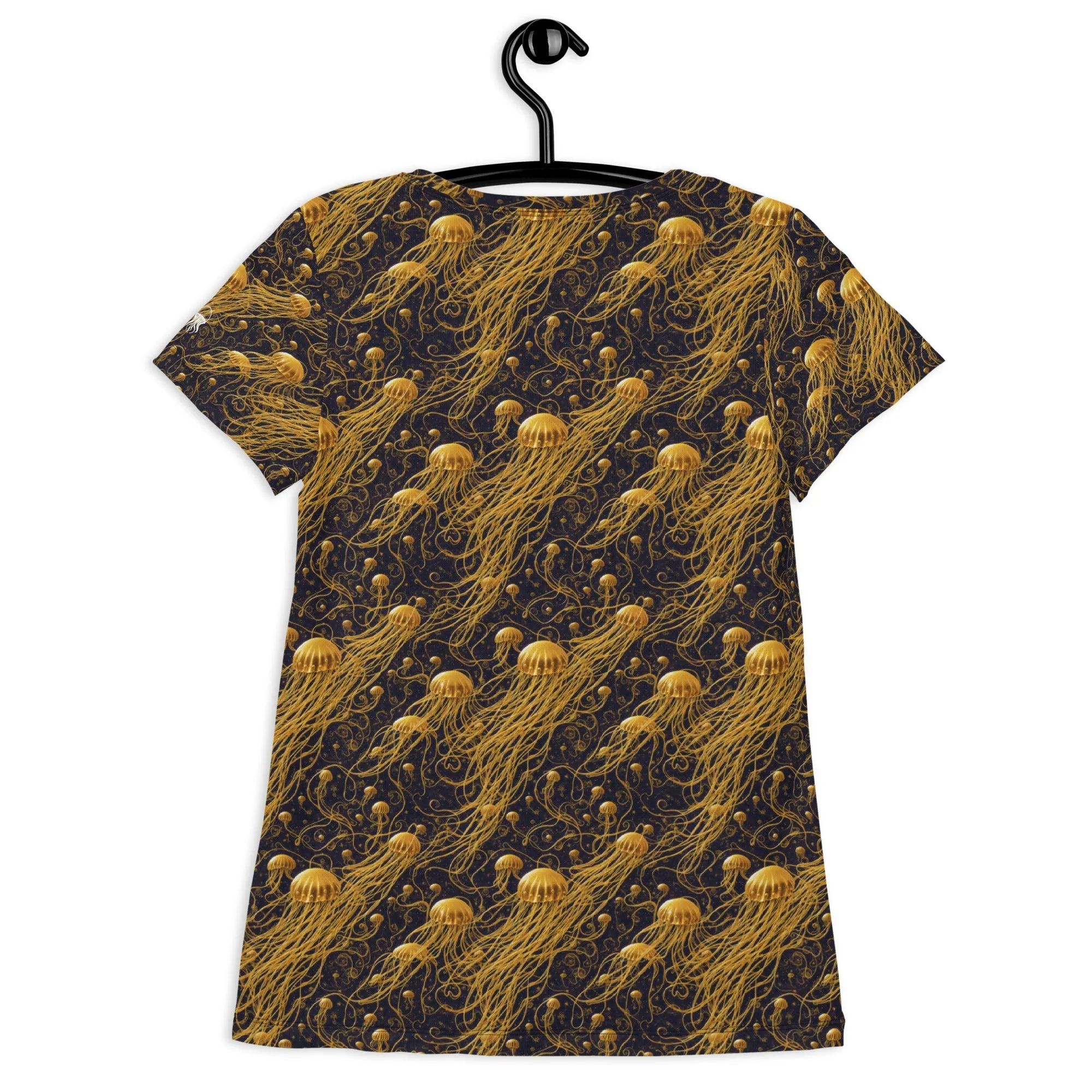 Athletic T-shirt - Black and Gold Jellyfishes