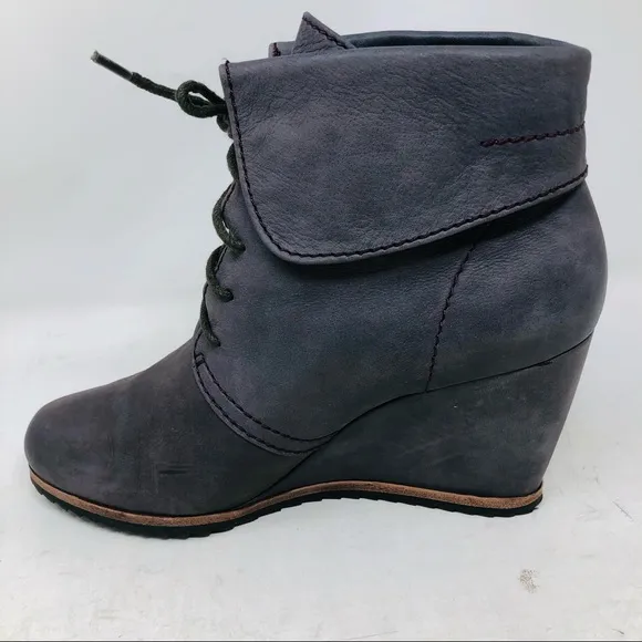Biala Nubuck Cuffed Laced Wedge Ankle Boots