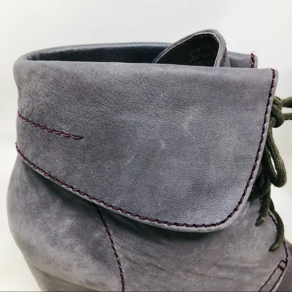 Biala Nubuck Cuffed Laced Wedge Ankle Boots