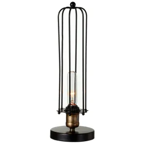 Black Cage Accent Lamp, Metal