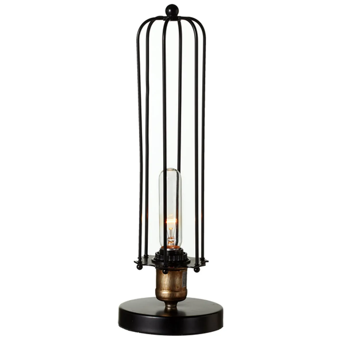 Black Cage Accent Lamp, Metal