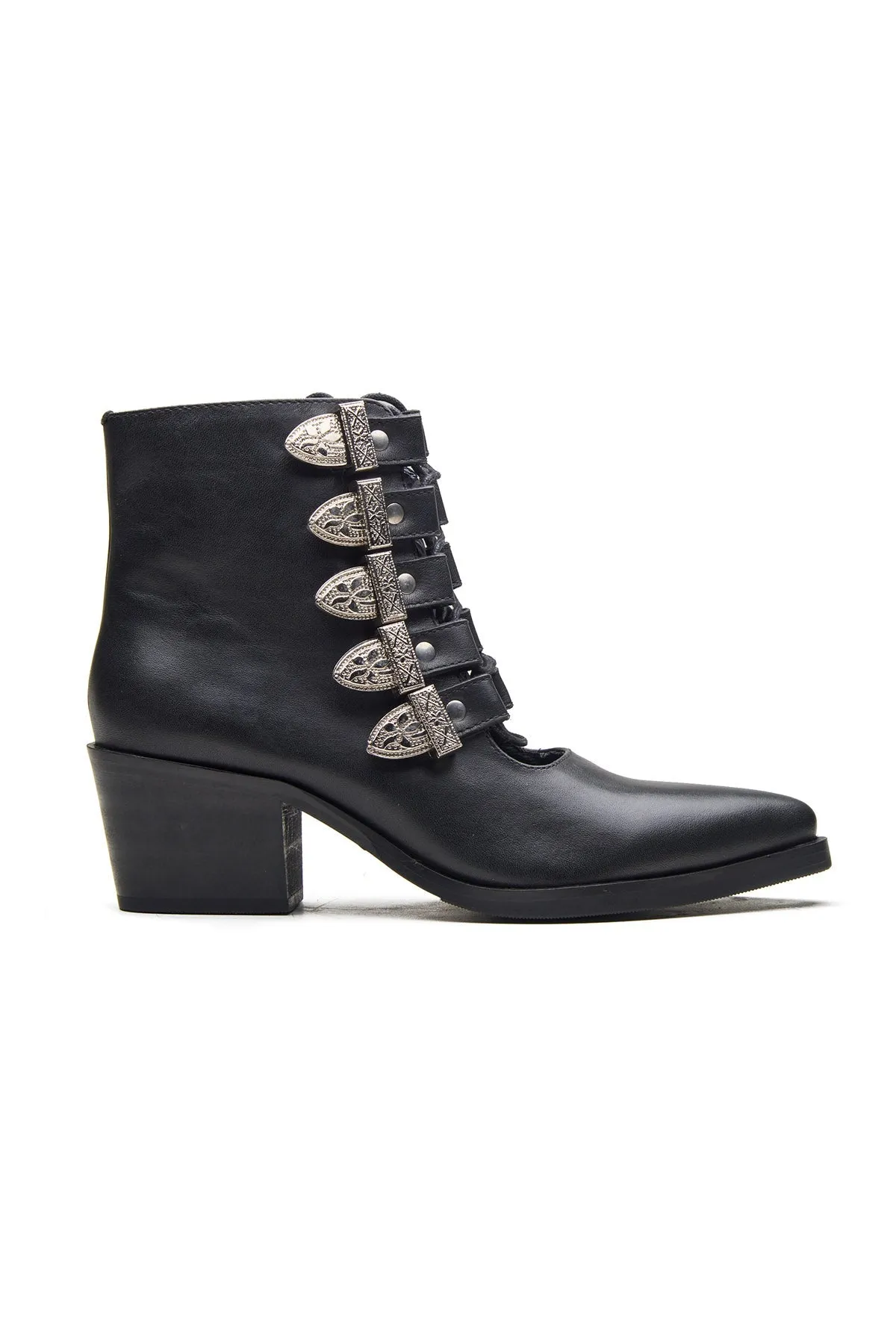 Black Lace Detail Ankle Boots