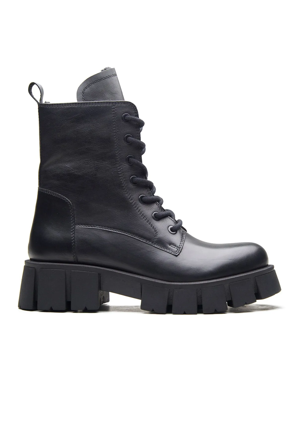 Black Lace Up Comfortable Boots