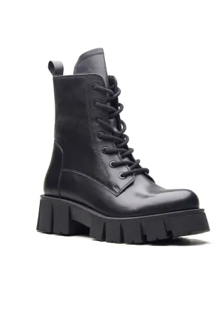 Black Lace Up Comfortable Boots