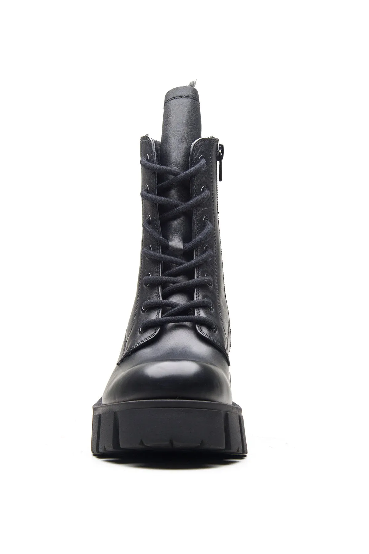 Black Lace Up Comfortable Boots