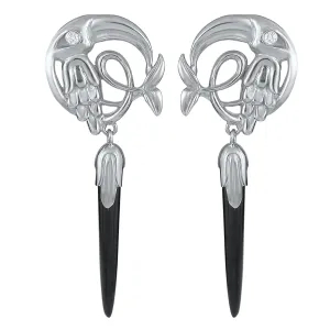 Black Onyx Crane Earring