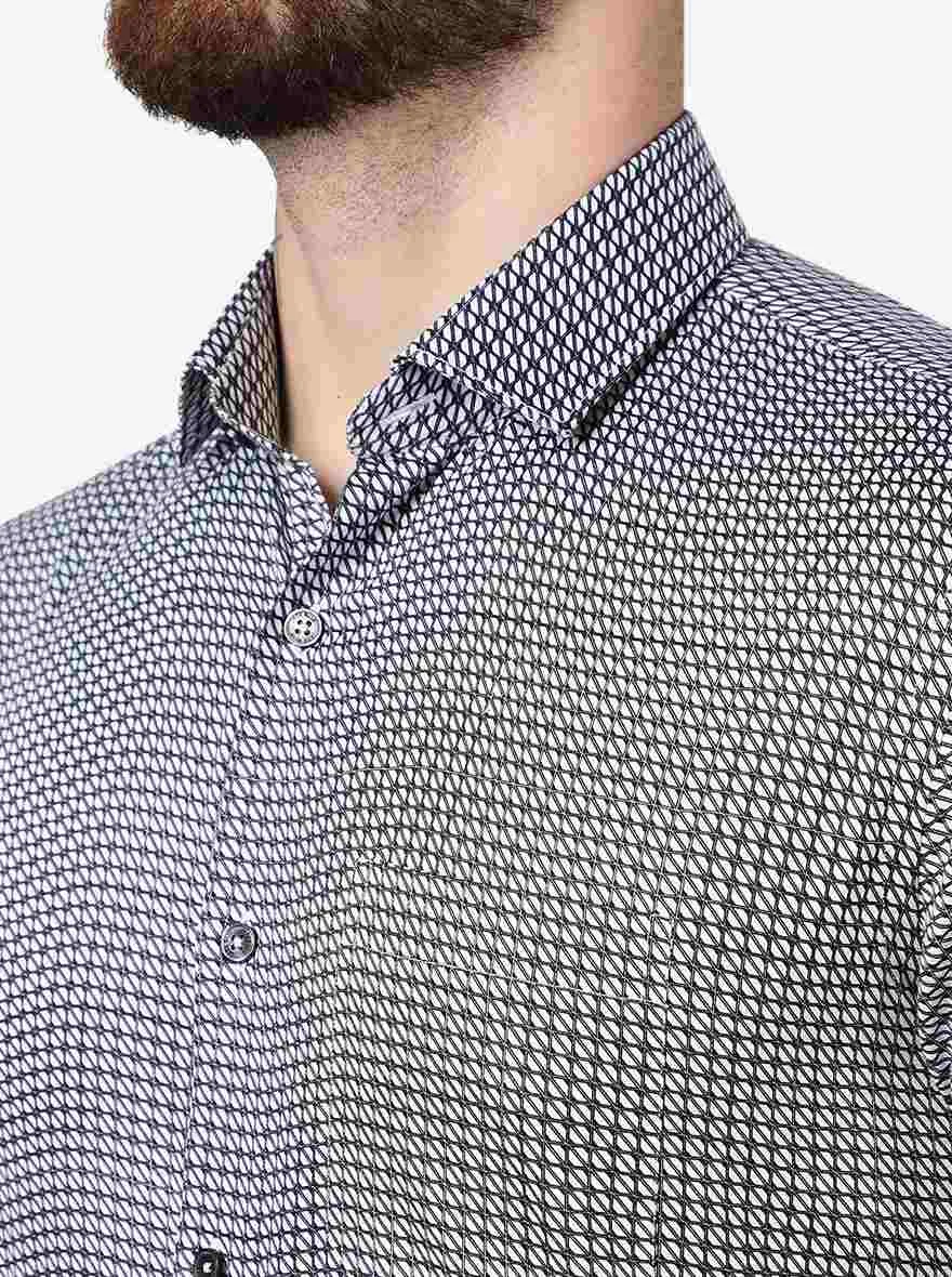 Black Printed Regular Fit Formal Shirt | JadeBlue