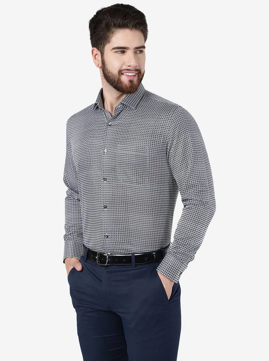 Black Printed Regular Fit Formal Shirt | JadeBlue