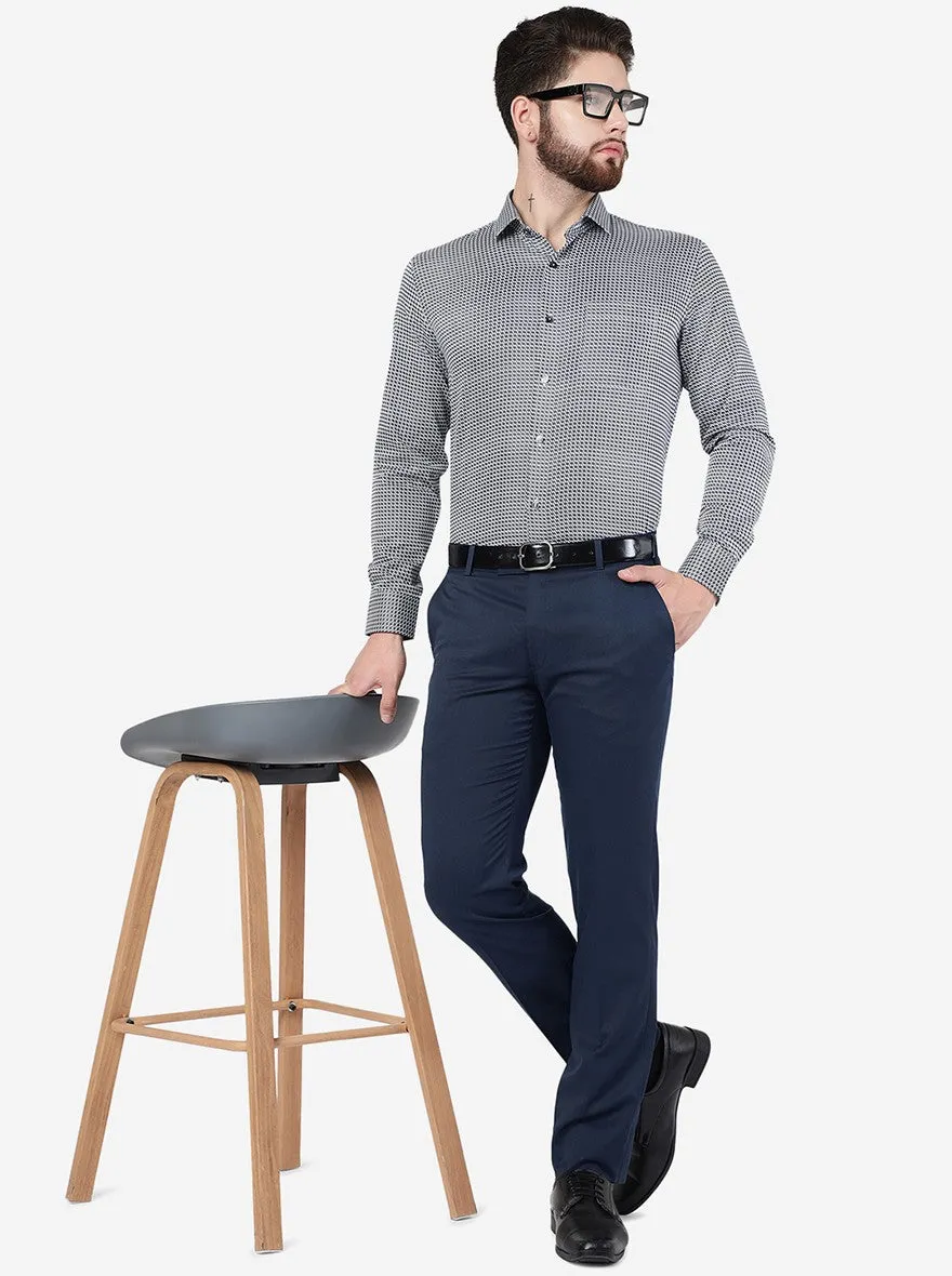Black Printed Regular Fit Formal Shirt | JadeBlue