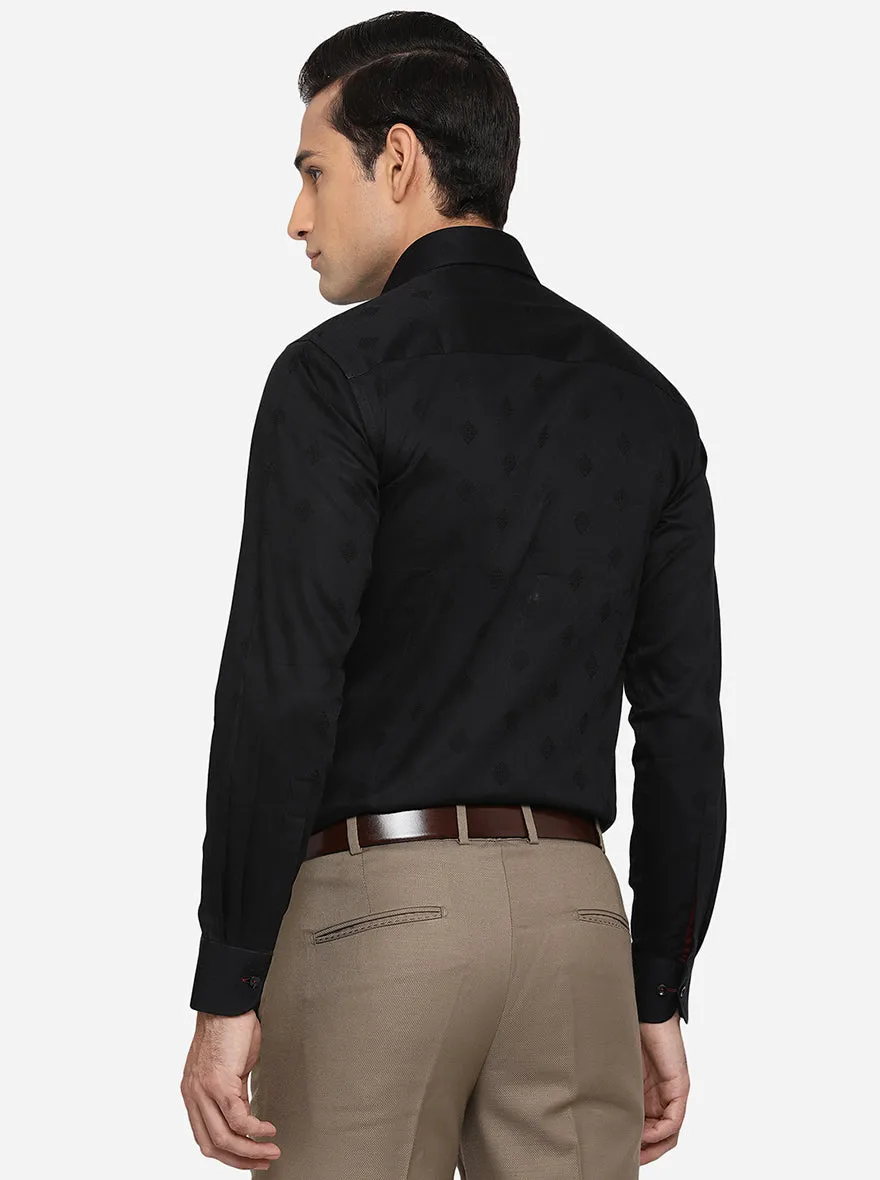 Black Printed Slim Fit Party Wear Shirt | JB Studio