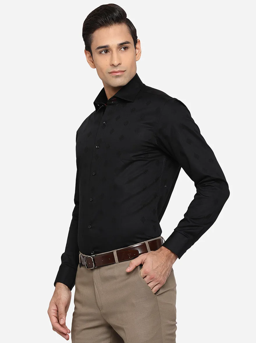 Black Printed Slim Fit Party Wear Shirt | JB Studio