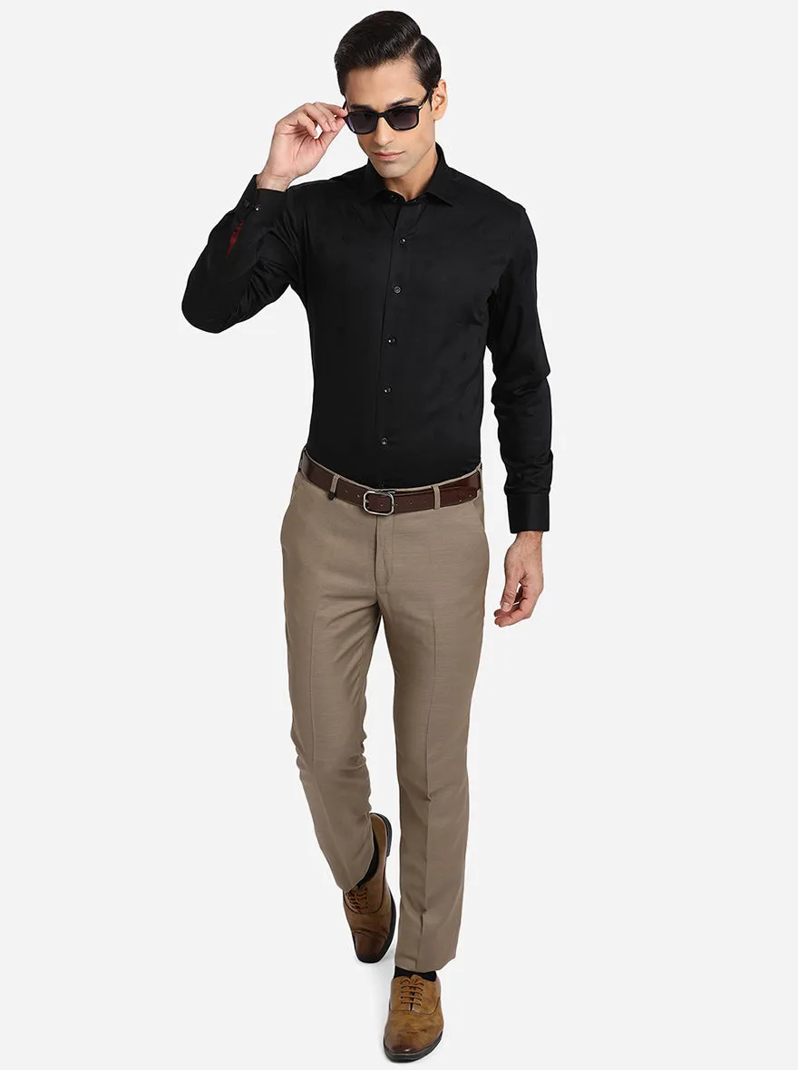 Black Printed Slim Fit Party Wear Shirt | JB Studio