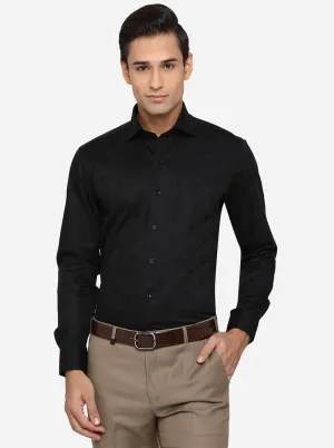 Black Printed Slim Fit Party Wear Shirt | JB Studio