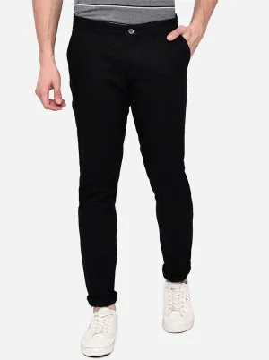 Black Solid Neo Fit Casual Trouser | Greenfibre
